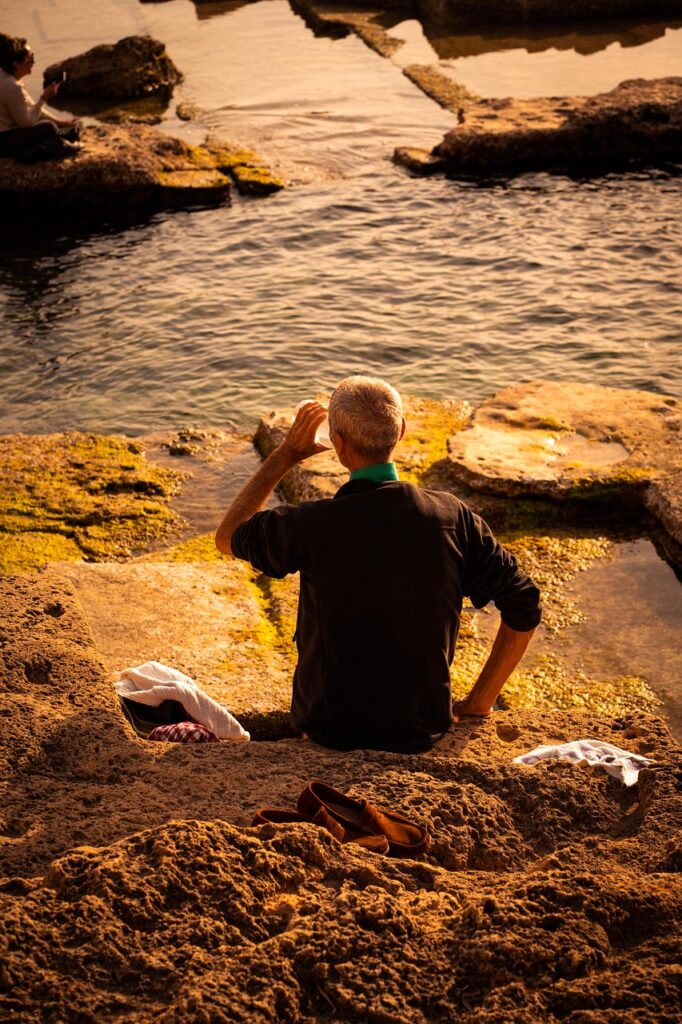 sea, man, sunset, vacation, nature, ocean